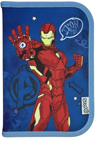 Scooli - Marvel Avengers Gefülltes Schüleretui - Komplettes Etui mit hochwertigen Stiften und mehr - All-in-One Schuletui - Praktisch für die Schule - Für Jungen ab 6 Jahren