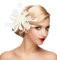 dressfan Fascinator Stirnband Hut Damen Vintage Stirnband Hochzeit Blume Mesh Feder Hut Gatsby Haarreif 20er 50er Elegant Kopfschmuck Haarschmuck für Hochzeit/Cocktail/Gatsby/Teeparty/Karneval,Beige