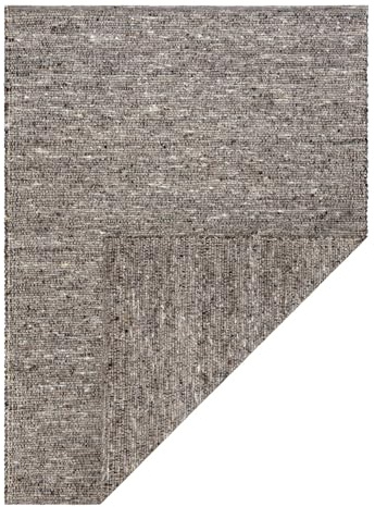 rugsx Nepal 2100 Teppich Stone, grau - fürs Wohnzimmer, Esszimmer, Schlafzimmer und die Küche, Wolle, doppelseitig, Natur 140x190 cm