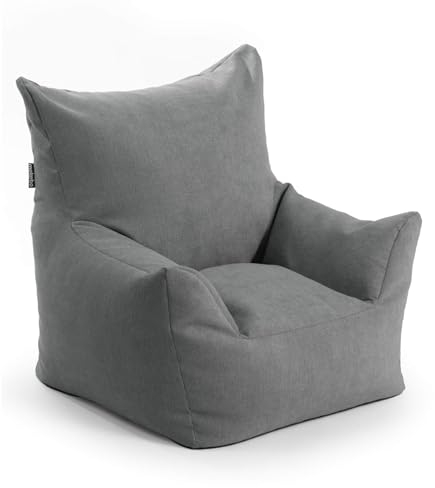 mokebo Kindersessel mit Stoffbezug 'Der Pausenheld', Sitzsack Kinder mit Füllung, auch als Lesesessel oder Sitzkissen fürs Kinderzimmer, Kindersitzsack oder Sessel für Kinder in Anthrazit