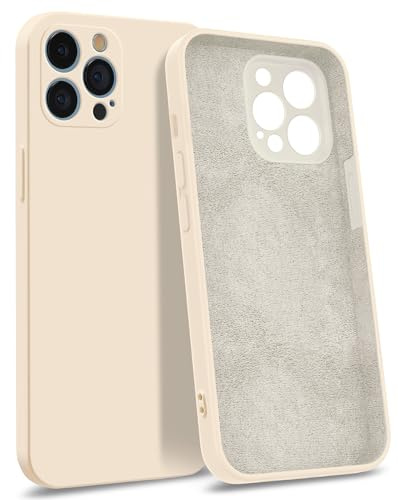MyGadget Hülle für iPhone 12 Pro - [ 4-Layer-Struktur Schutzhülle ] - Gummierte Handyhülle mit Soft Inlay & Hardcase Cover außen - Beige