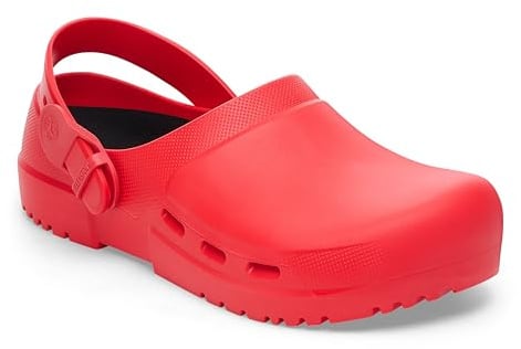 BIRKENSTOCK Birki Air 2.0 Unisex antistatischer Arbeitsschuh, PU-Clog mit Lüftungslöchern, Farbe: Active Red Größe 38