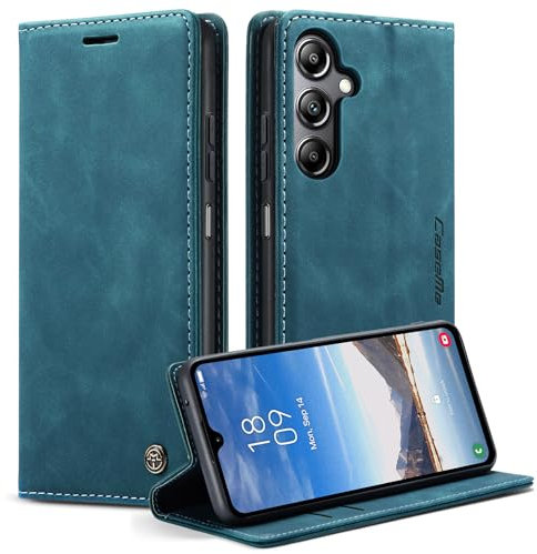 Cracedily Handyhülle für Samsung Galaxy A05S Hülle, Klapphülle Premium Lederhülle Klappbar Flip Case Tasche Magnet Kartenfach Standfunktion Klapphülle Schutzhülle für Samsung A05S Handyhülle, Blaugrün