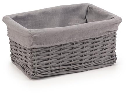 Woodluv Storage Baskets Woven Wicker, Storage Basket for shelves, Baskets to make hampers, Storage Organiser, Grey - Small