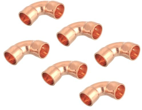 QUARKZMAN Connecteur de Raccord de Tuyau en Cuivre, Coude à 90 Degrés de 0,37 Pouces, à Tour Court, avec Connexion Soudée à la Sueur pour la Plomberie, 22x22mm, 6 Pièces