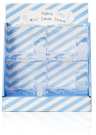 YOBRO Mini Candy Shop - Retro Mini Candy Dispenser with Scoops, Snack Storage, Food Acrylic Containers (Blue)