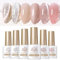 BORN PRETTY Jelly Gel Nail Polish, Glitter Gel Polish, Pink Cat Magnetic Eye Gel Nail Polish, Sheer Crystal Transparent Sparkle Gel Nail Polish, Nail Manicure Valentine's Day Spring Summer 6PCS 7ml