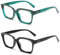 Hubeye 2er-Pack Lesebrille Damen und Herren übergroße Quadratische Rahmen mit Federscharnier Komfortabel Lesehilfe Blaue Licht Blockieren Brille 3.50