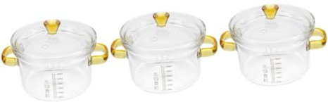 Mikinona 3 Pièces Faitout en verre nid d'oiseau bol fumant bec fonte du chocolat sur la cuisinière haut recipient soupe contenant soupe bol en verre bols de stockage de collations Un verre