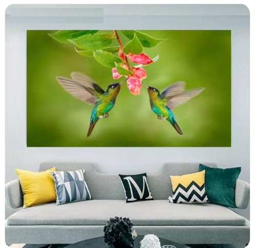 Modernes Leinwandbild mit Vogel- und Tiermotiv, Eisvogel und Blumen, Poster und Drucke, Wandkunst für Wohnzimmer, Heimdekoration, 50 x 70 cm, ungerahmt