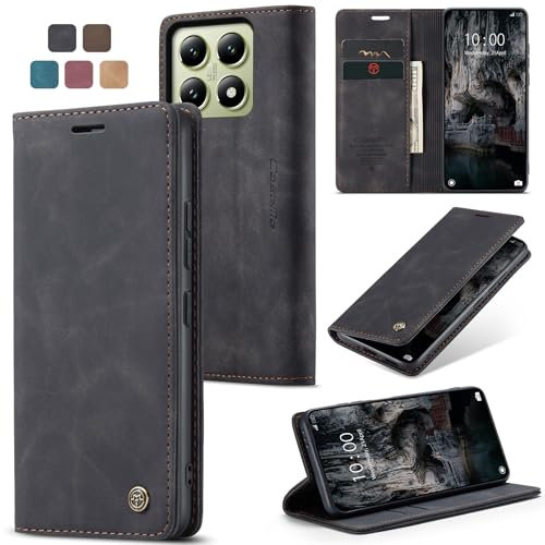 owlhold Cover Xiaomi 14T Custodia Xiaomi 14T Premium Pelle PU Portafoglio Flip Libro [Antiurto] [Cavalletto] [Carta Fessura] Custodia per Xiaomi 14T 5G -Nero
