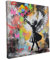 Banksy Motive - Wandbild auf Leinwand – Keilrahmen bedruckt - matter Kunstdruck – Graffiti – Street Art – 2cm Holzrahmen - Engel und Schmetterlinge, Quadratisch (80x80 cm)