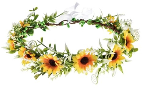 Sonnenblume Haarreif Sonnenblumen Haarband Blumen Haarschmuck Gelb Stirnband Blumen für Damen Mädchen Karneval, Party, Geburtstag (C)
