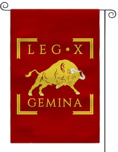 Bandera de jardín de la Legión Romana de 12 x 18 pulgadas, emblema militar SPQR de doble cara para decoración al aire libre (LEGIO X GEMINA)