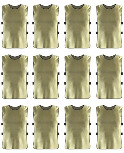 BESTORI Fussballtraining Leibchen Fubball 12 Set Trainingsleibchen Trainingsweste für Herren Damen Gold + Grün