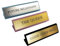Personalised Desk Name Plate, Metal Finish with Stand, 14-22.5 cm Length, Custom Office Sign (Gold/Brown, Small)