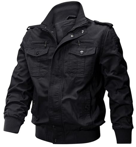 Jinsha Blouson Aviateur Homme Coton Hiver RandonnéE Escalade Zipper Veste Militaire Bombers Cargo Homme Multipoche ExtéRieur Manteau Coupe-Vent Travail VêTements D’ExtéRieur