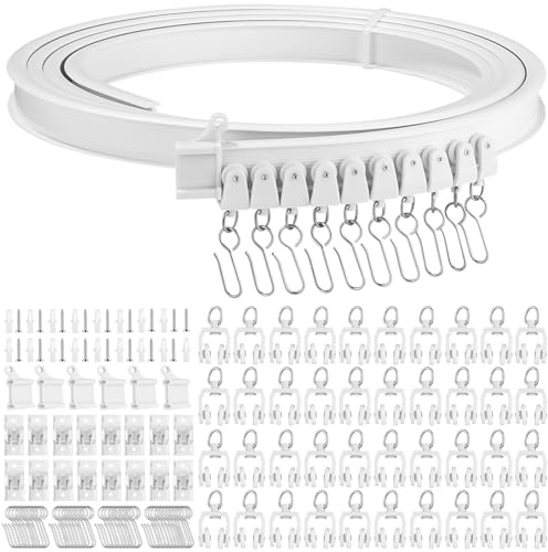 Zaxiva Flessibile Binario per Tende da Soffitto 5 Metri, Binario tenda curva con rulli silenziosi per Divisore per Stanze, camper, tende da doccia, camere da letto e finestre, ecc
