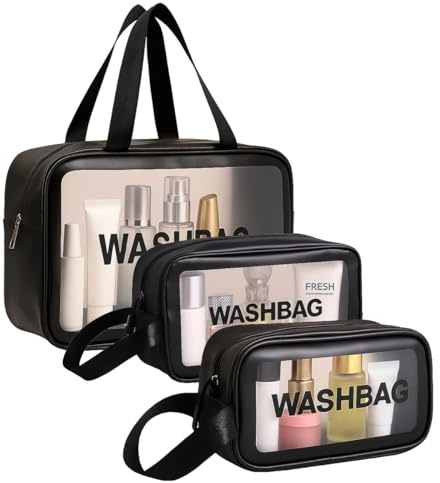 Yuexitech 3 In 1 Kulturtasche Set , Reise Kosmetiktasche Durchsichtig Wasserdicht, Make‑Up‑Taschen In 3 GrößEn Mit Sichtfenster, Waschtasche, Washbag FüR Kosmetik & Toilettenartikel