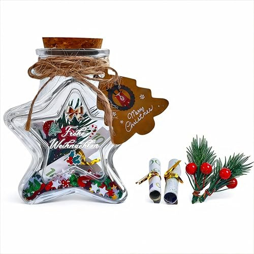Geldgeschenk Weihnachten ，Verpackung für geldgeschenke Weihnachten，Sternförmige Flaschen-Tannenzapfen-Weihnachtsdekorati，Kreative Weihnachtsgeschenke für Männer, Frauen, Familie und Freunde