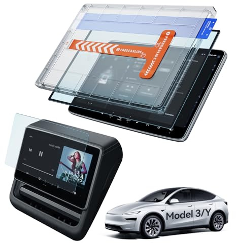 LANTU Série HD Lot de 2 films de protection d'écran pour Tesla Model Y 2025 et Model 3 2024-2025 15,4 et 8 Écran arrière 9H Verre trempé 9H avec kit d'installation Tesla Juniper Highland Accessoires