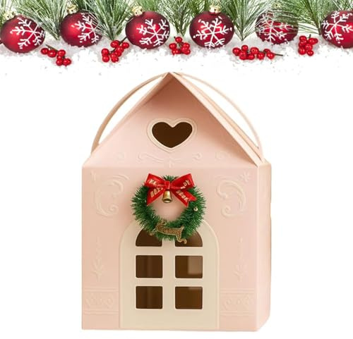 Weihnachtswunderland-Container Geschenkkartons, 3D-Popup-Weihnachts-Haus-Leckereientüten mit Griff, Papier-Süßigkeiten- und Keksboxen for Feiertagsfeste, Mitgebseltüten & Festliche Dekorationen