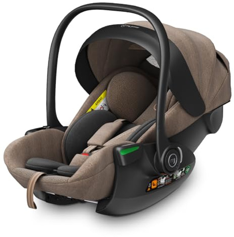 my junior® AURAᵉʳᵍᵒ i-Size Babyschale Autokindersitz mit 170° Liegeposition, 6-stufige Memory-Schaum Kopfstütze, 40-87 cm, bis 13 kg (Hazel)
