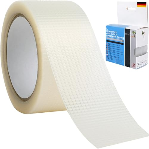 cocofy Mehrzweck Anti-Rutsch Grip Klebeband, Gummi, transparent, 5x301 cm | Gummistreifen selbstklebend 5x301 cm, nicht abrasiv, 0,7 mm, durchsichtig – zuschneidbar für Möbel, Werkzeuge und Maus