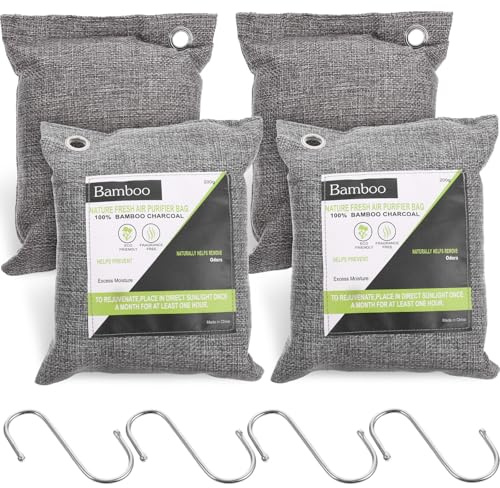 Sacchetti di Carbone Attivo di Bambù Purificanti Aria | Non Tessuto e Carbone Attivo, Assorbe Umidità e Odori, per Auto e Casa
