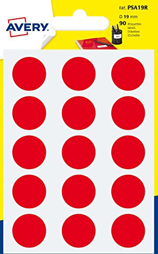 AVERY - Beutel mit 90 roten Klebepunkten, Durchmesser 19 mm