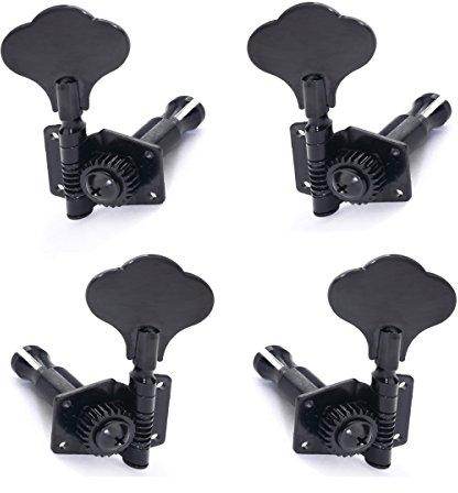 Musiclily L2+R2 Open Gear Basso Meccaniche Tuning Pegs per Basso Elettrico 4 Corde Precision Jazz Bass, Nero