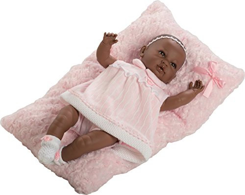 Berbesa - Muñeca Sara Negrita, con Vestido Rosa y cojín (5206N)