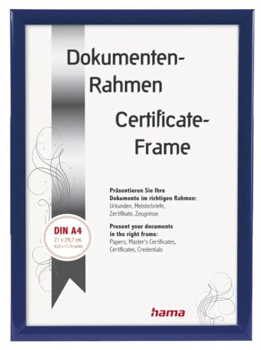 Hama Kunststoffrahmen Madrid (Rahmengröße 21 cm x 29,7 cm, Bildgröße 15 cm x 20 cm, 1 Foto pro Rahmen, zum Aufhängen, elegant, einfach, klassisch) Blau