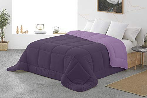 Energy Colors Textil - Hogar - Oshawa - Relleno Nórdico 400 gr Reversible Liso Tacto Pluma Otoño/Invierno (Morado, 220_x_220_cm) Cama 135