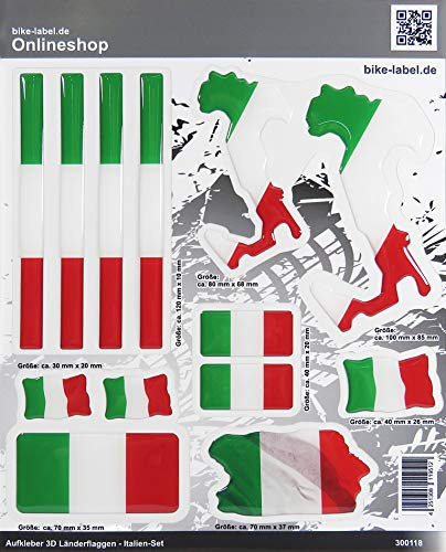 BIKE-label 3D Auto Aufkleber Länder Flaggen Italia Italien Sticker 300118