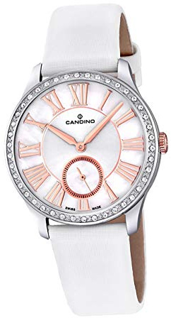Candino Armband-Uhr Damen C4596/1 Fashion Analog Quarz Leder Uhr weiß D2UC4596/1 EIN Geschenk zu Weihnachten, Geburtstag, Valentinstag für die Frau
