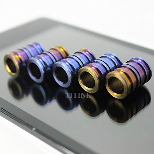 TITINK Titanium Knife Key Parachute Cord Bead Pendant Lanyard Paracord Bead Anodized Blue －Pack of 5