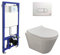 Pack Inodoro Suspendido Rimless + Cisterna Empotrada y Pulsador | Inodoro Fondo Reducido y Asiento Extrafino | Wc Suspendido GIN (Wc Suspendido + Cisterna Empotrada + Pulsador Blanco)