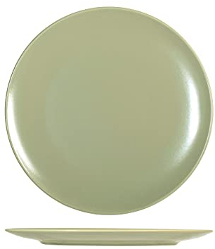 H&H 6628801 Piatto Piano Denver, Stoneware, Verde, 26 cm