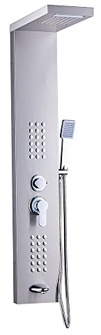 LULY Colonne de douche hydromassante 4 jets + 1 robinet Gris