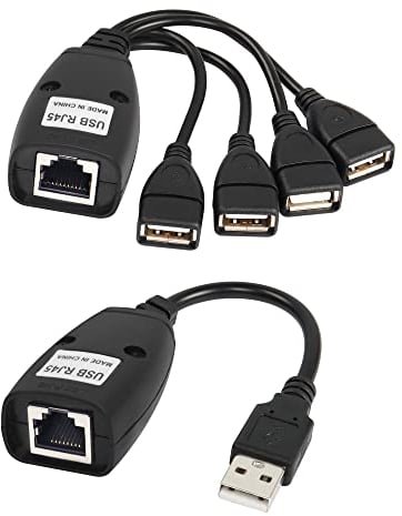 RIIEYOCA USB-Extender mit 4-Port-USB-Hub, über Cat5e/Cat6-Kabelverbindung bis zu 50 m RJ45-LAN-Verlängerung, Plug-and-Play, kein Treiber, für Maus, Tastatur, Drucker, Kamera