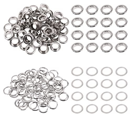 Swpeet Lot de 100 œillets en métal épais de 10 mm pour réparation de toile, cuir, rideaux