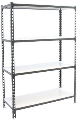 Simonrack Schwerlastregal, Lagerregal, 150x110x50 cm, Metallregal, Kellerregal, Biegestelle 200 kg, 4 Fachböden, Anthrazit/Weiss - Simonclick