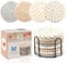 MeltsetM Coasters for Drinks Absorbent Woven Coaster Set with Holder Farmhouse Cute Cloth Fabric Cup Coasters for Coffee Table Office Desk, Handmade Boho Decor Tabletop Protection, 8 Pack