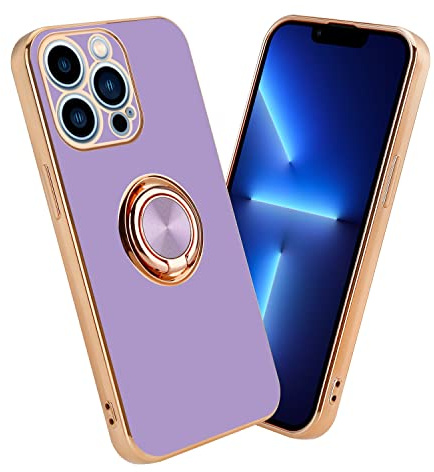 Cadorabo Hülle kompatibel mit Apple iPhone 13 PRO Schutzhülle TPU Silikon Case mit Ring Design mit Kameraschutz Slim Kratzfest Weiche Gummi mit Rundumschutz Case Hülle für iPhone 13 PRO in Lila
