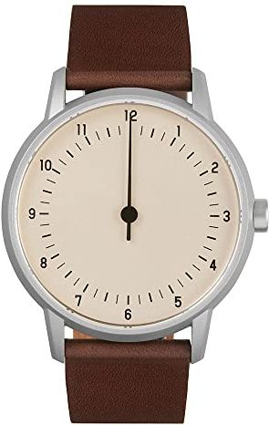slow Twelve 01 - Dark Brown Leather, Silver Case, Crème Dial