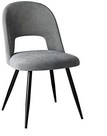 lukmebel Oslo Polsterstuhl Modernes Design mit stilvoll konturierter Rückenlehne Stabile, Dicke Metallbeine und glatter, angenehm zu berührender Stoff 51x49x84cm Grauer Samt
