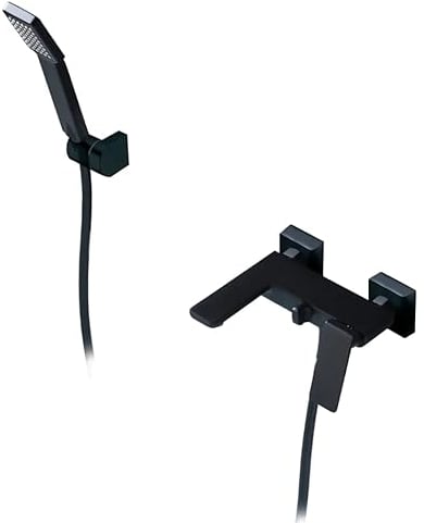 IMEX - Grifo de bañera o ducha, monomando de ducha, Manguera de Ducha, Set de Ducha de Latón Montaje en Pared SERIE FIYI Negro Mate - BDF016-4NG