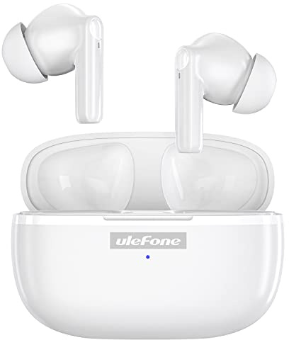 Ulefone Wireless Headphones Earbuds, in Ear Microphone, Bluetooth 5.1, Type-C Charging, Touch Control, LED Display, for iPhone/Android/IOS, White