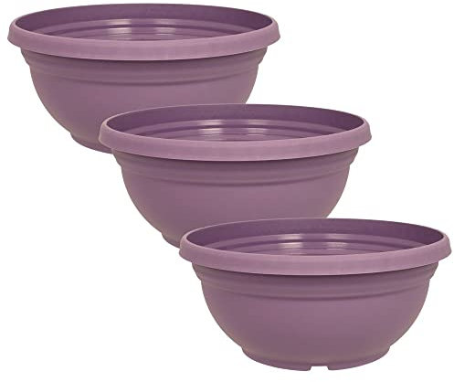 MePla - 3 Stück Pflanzschale Orion mit Bodenloch ø27 cm, Blaulila, wetterfest aus UV-beständigem Kunststoff